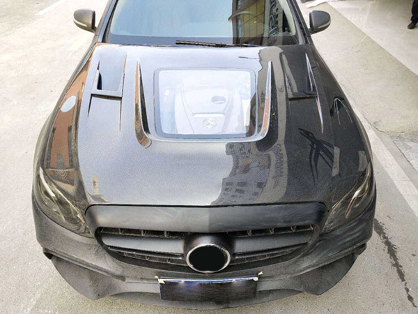 奔驰E级W213改装透明开孔机盖保证回头率百分百